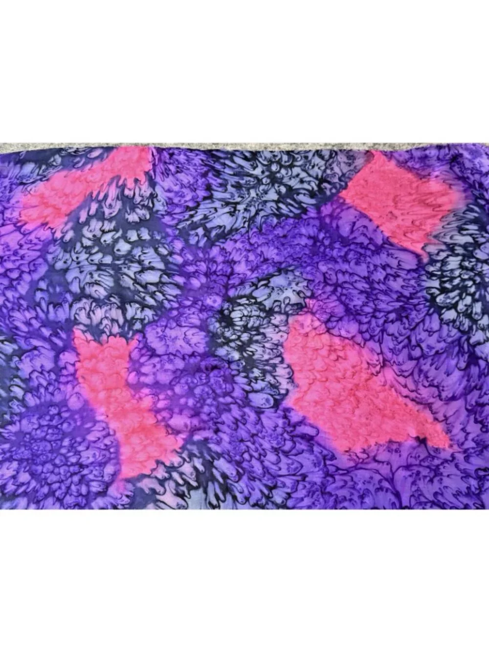 Vintage Silk Scarf Tie Dyed Color Bursts of Purple Pink Abstract 34
